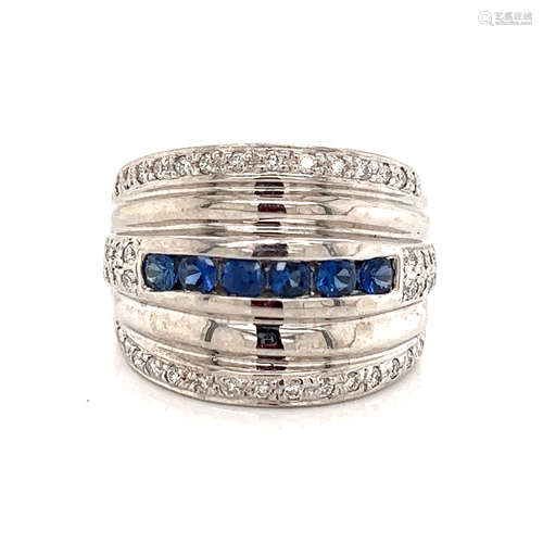 Platinum & Gold Superfit Diamond Sapphire Ring