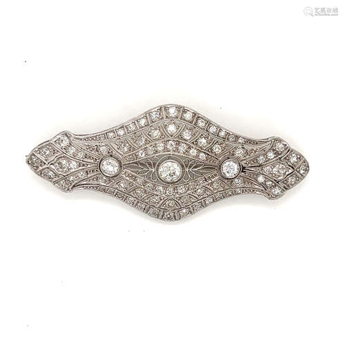 Art Deco Platinum Diamond Brooch