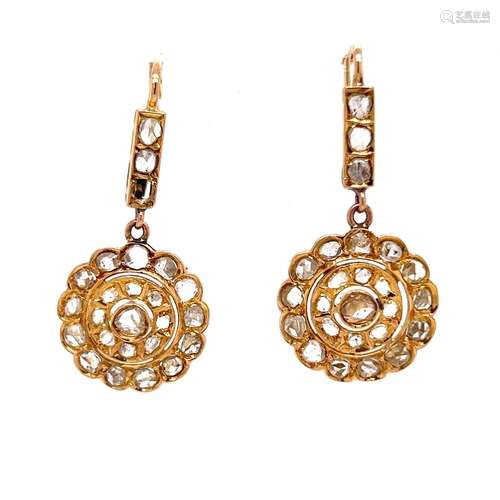 18k Early Victorian Diamond Rosetta Earring