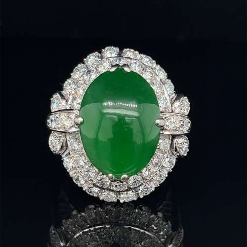 18k Diamond Jade Jadeite Natural GIA Ring