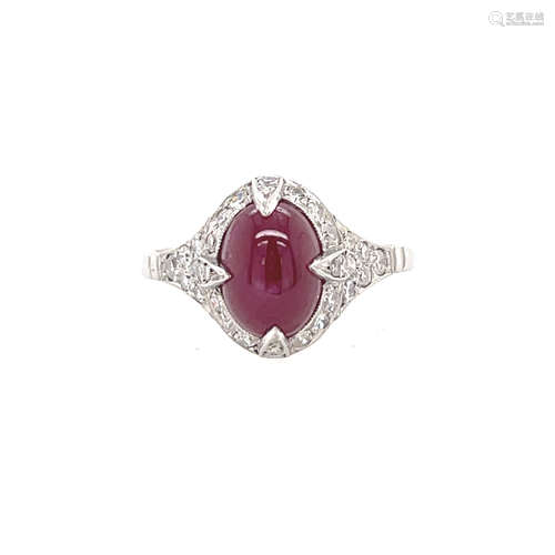 Platinum Ruby Diamond Ring