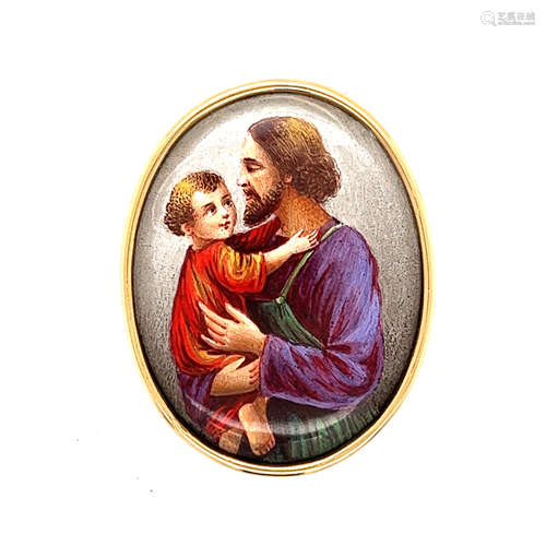 14k Jesus Painting Pendant