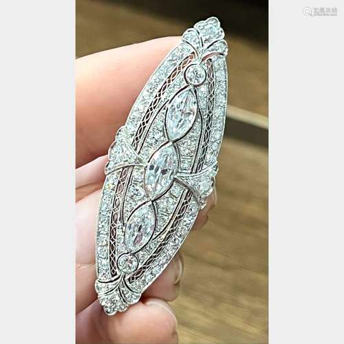 Art Deco Platinum 4.60 Ct. Diamond Brooch