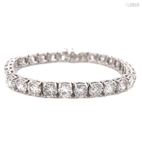 14K White Gold 22.50 Ct. Diamond Tennis Bracelet