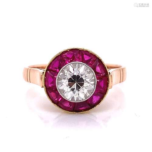 Original Antique 18K Rose Gold Diamond Ring