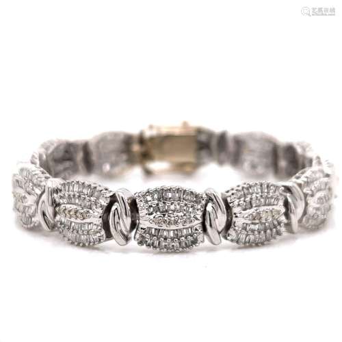 14K White Gold 10.00 Ct. Diamond Bracelet