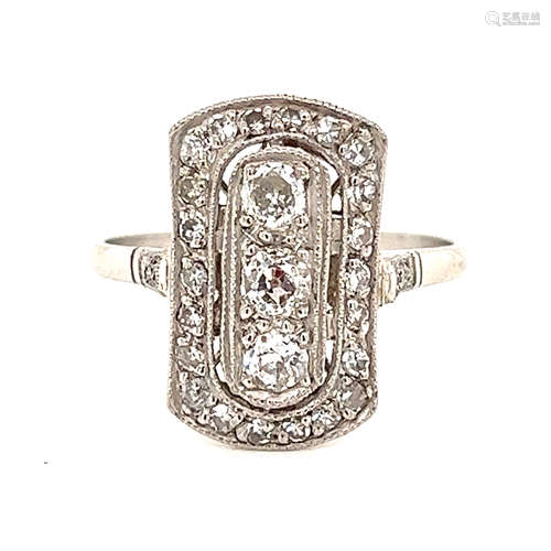 Platinum Art Deco Diamond Ring 