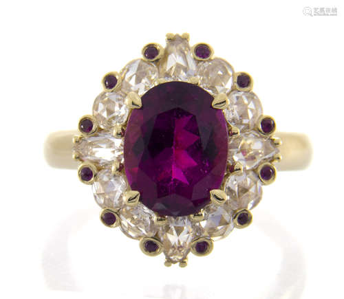 18k Rubellite Diamond Ring