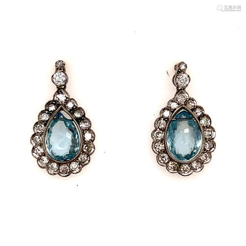 Platinum Aqua Diamond Earrings