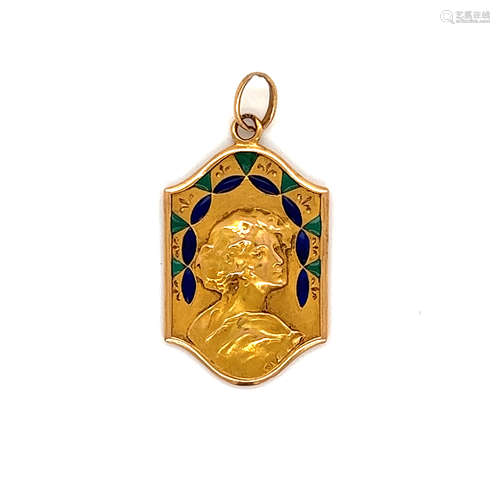 Art Nouveau Plique A Jur Pendant 