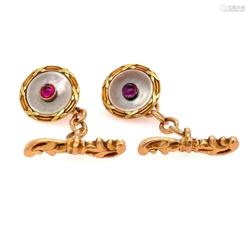 1920’s 18k Mabe Ruby Cufflinks