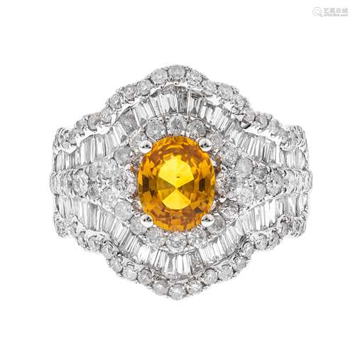 14k Yellow Sapphire Diamond Ring 