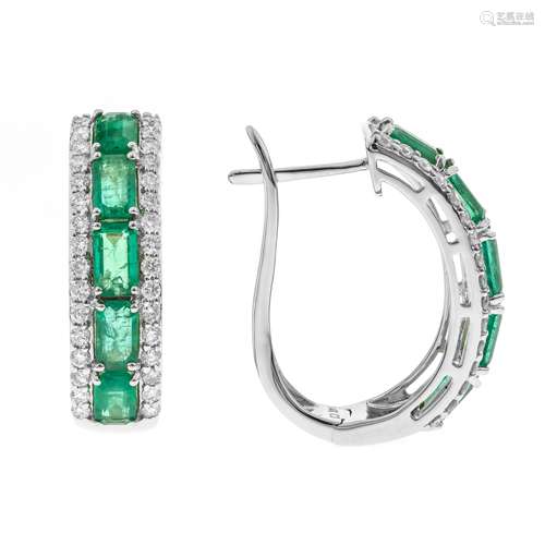 14k Emerald Diamond Earrings