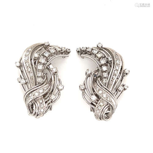 Platinum Retro  Diamond Earrings