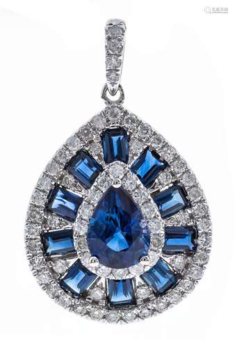 14k Sapphire Diamond Pendant 