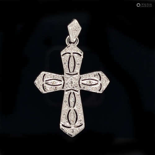 14k Diamond Cross Pendant