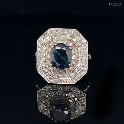 Platinum Sapphire Diamond Ring