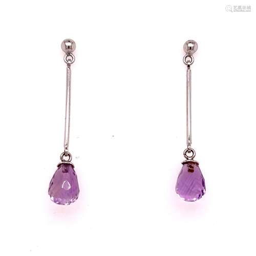 14k Amethyst Drop Earring