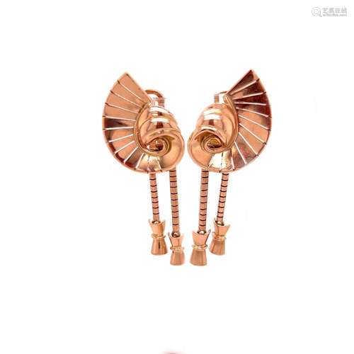 Retro 18k Pink Gold Earrings 