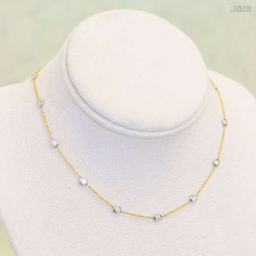 18k & 14k  Two Tone Diamonds by the Yard Necklace