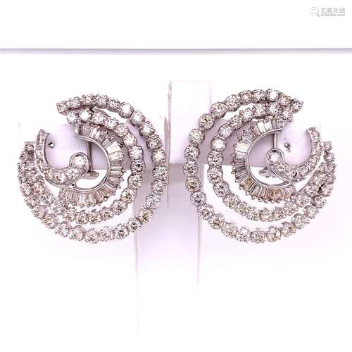 18K White Gold Diamond Earrings Weighing 18.3 grams