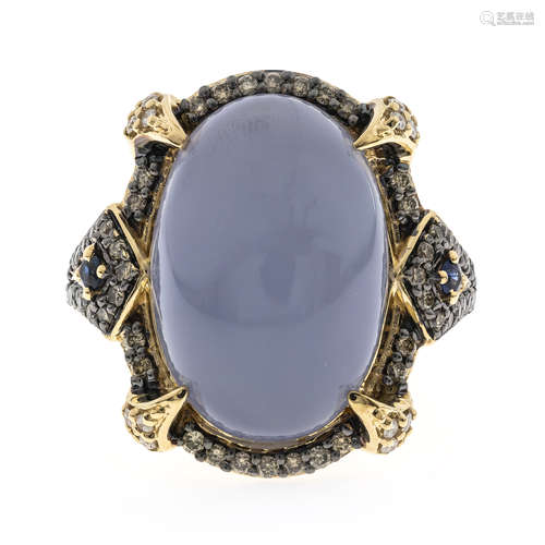 14k Chalcedony Diamond Ring 