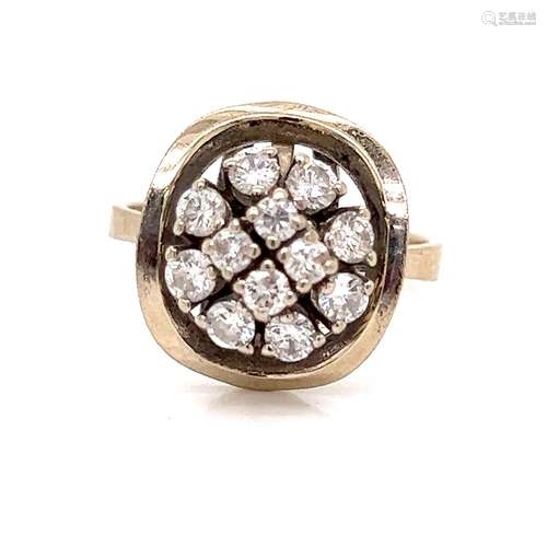 Art Deco 14k Diamond Oval Ring 