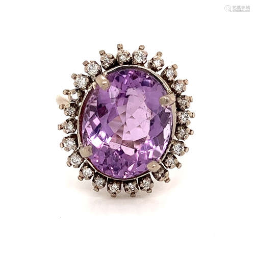 14k Diamond Amethyst Ring 