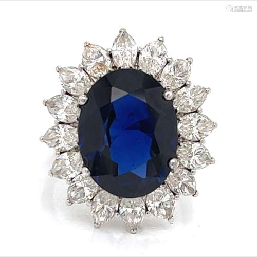 Platinum 10.00 Ct. Sapphire & Diamond Ring