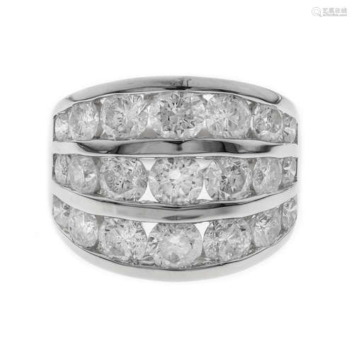 14K 3 Row Diamond Ring