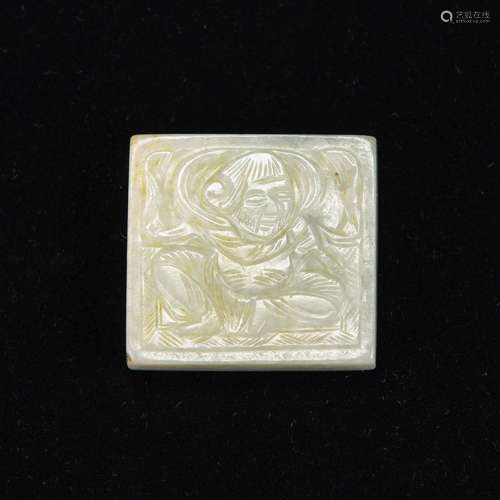 A CHINESE WHITE JADE PLAQUE, TANG DYNASTY