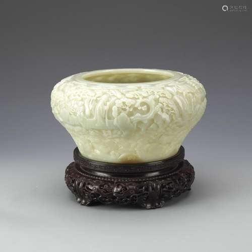 Large White Jade Brush Washer