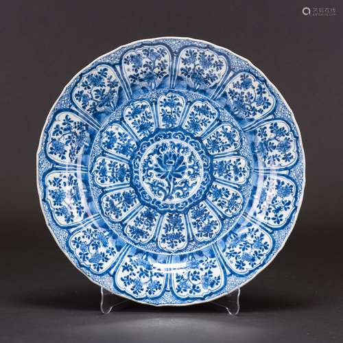 A BLUE AND WHITE 'LOTUS' DISH, KANGXI PERIOD