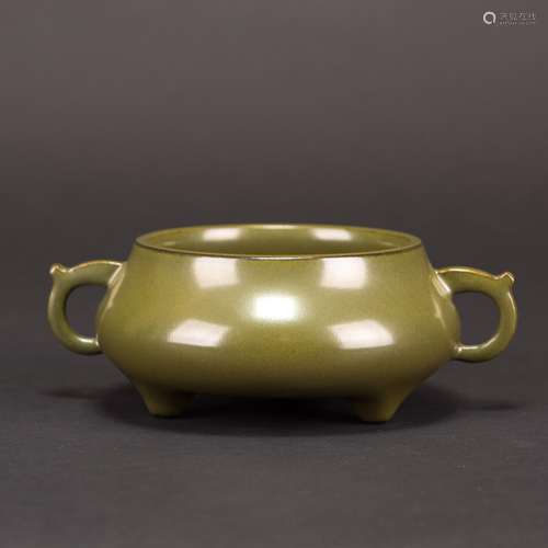 TEA-DUST GLAZED TRIPOD CENSER, QIANLONG MARK