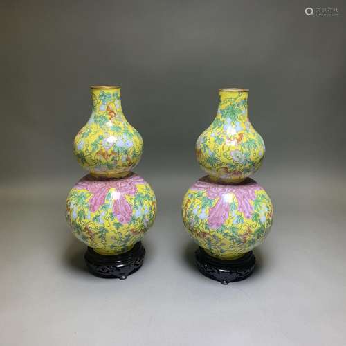 PAIR OF CLOISONNE DOUBLE-GOURD VASES, REPUBLIC PERIOD