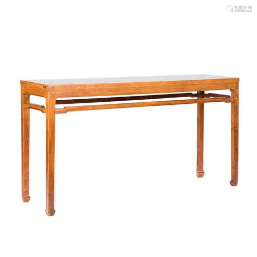 A HUANGHUALI CORNER-LEG LONG TABLE, 17/18 CENTURY (Y)