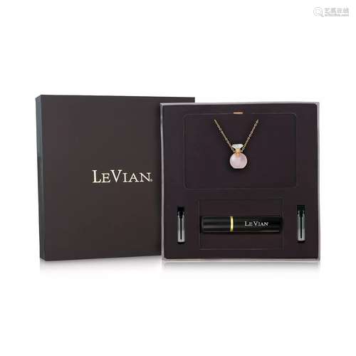 LE VIAN, ROSE QUARTZ PERFUME JEWELRY BOX SET