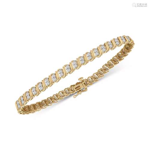 DIAMOND 2-STONE ALTERNATE LINK BRACELET IN 10K GOLD