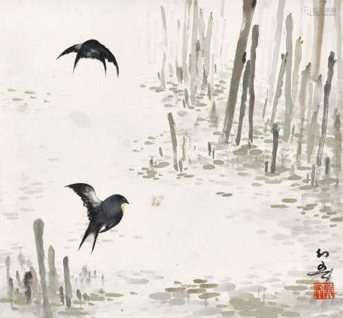 黄幻吾(1906-1985) 水泽双燕