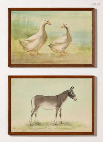 戈湘岚(1904-1964) 双鸭·驴