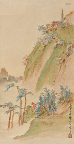 李上达(1885-1949) 秋山掩浮屠