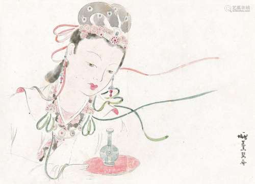 庞薰琹(1906-1985) 淡彩唐代侍女
