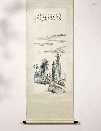 张大千(1899-1983) 日落秋林载酒归