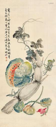 陆恢(1851-1920) 清蔬佳果滋味鲜