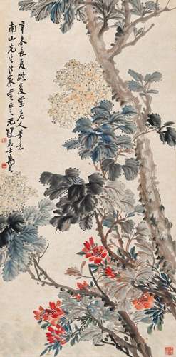 马万里(1904-1979) 榴花绣球