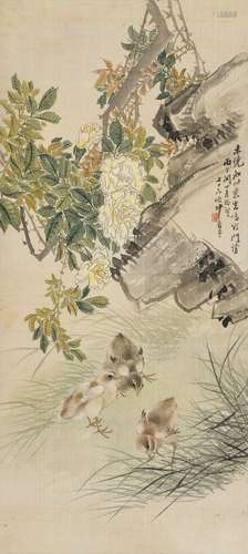 沙馥(1831-1906) 月季群雏