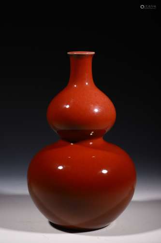 清 紅釉葫蘆瓶