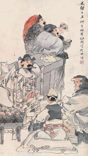 任伯年 丁丑（1877）年作 人物故事