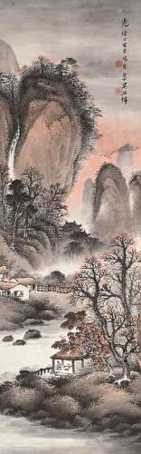 吴石僊 丁酉（1897）年作 山居霞影