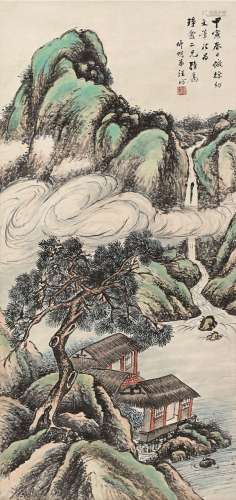 汪昉 甲寅（1854）年作 春山观瀑